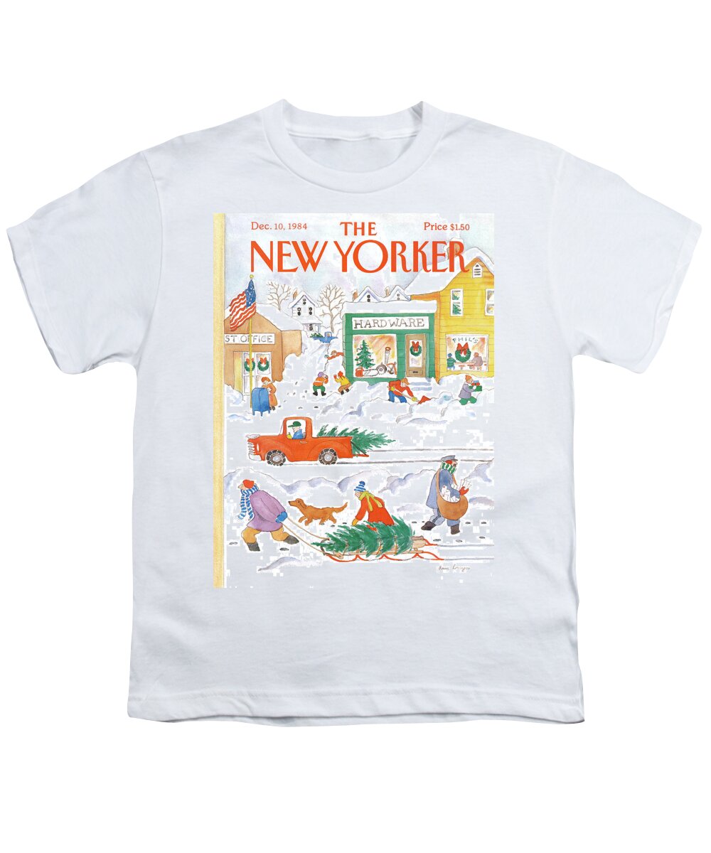 Weather Youth T-Shirt featuring the painting New Yorker December 10th, 1984 by Anne Burgess