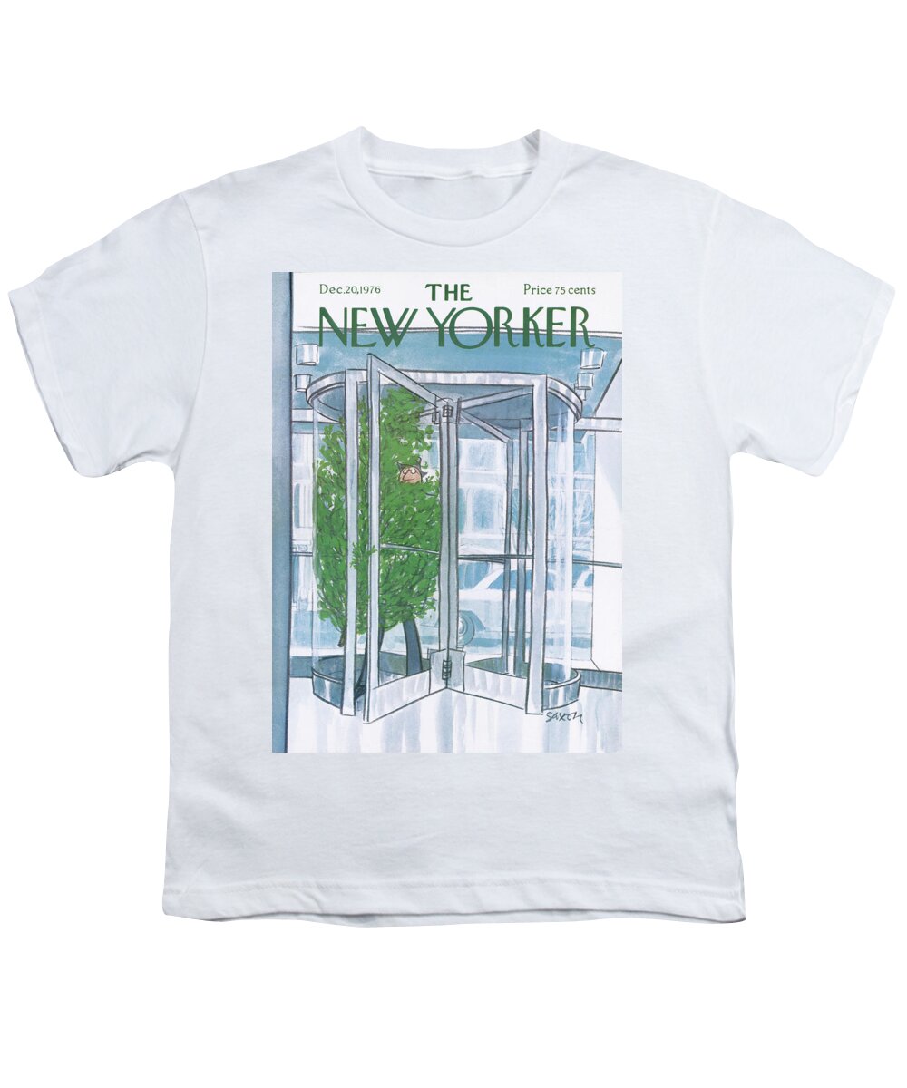 Revolving Door Youth T-Shirt featuring the painting New Yorker December 20th, 1976 by Charles Saxon