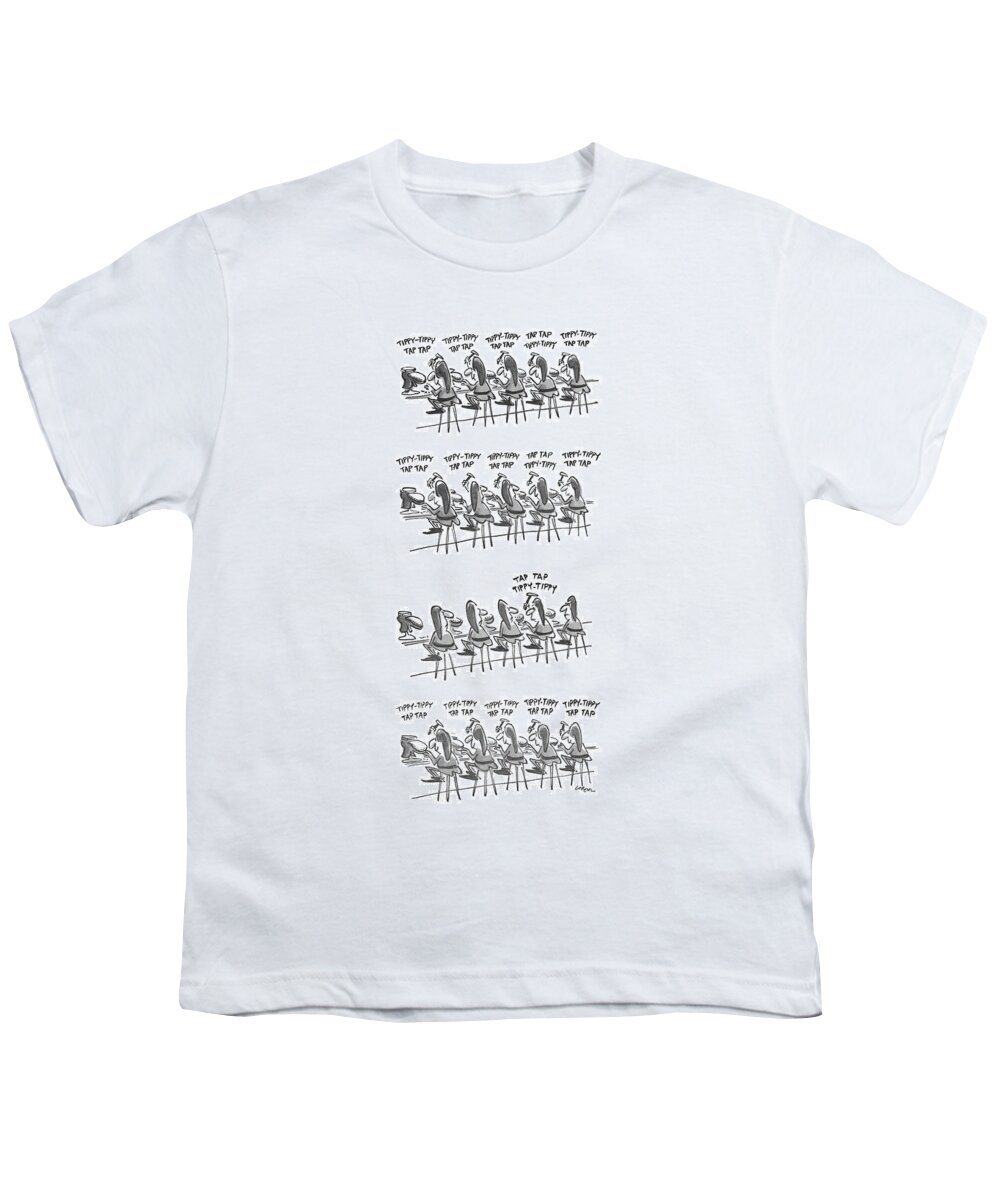 (within A Group Of Shoemaking Elves Youth T-Shirt featuring the drawing New Yorker December 6th, 1976 by Lee Lorenz