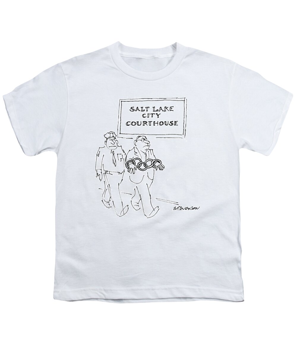 Salt Lake City Youth T-Shirt featuring the drawing New Yorker February 22nd, 1999 by James Stevenson