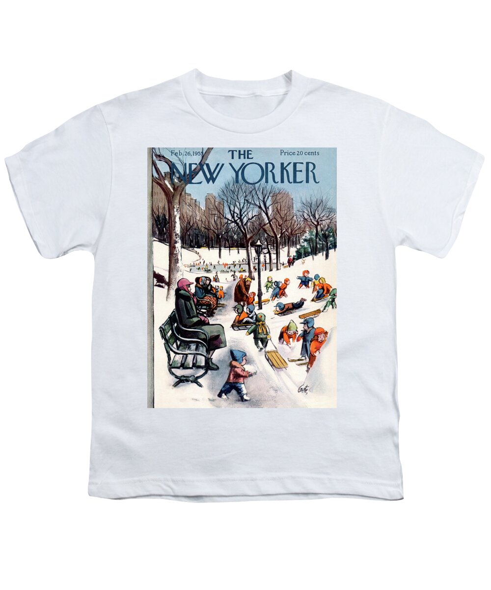 New York City Youth T-Shirt featuring the painting New Yorker February 26th, 1955 by Arthur Getz