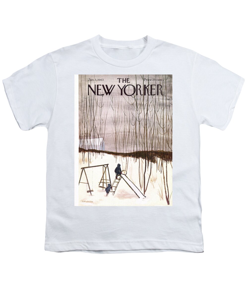 Kid Youth T-Shirt featuring the painting New Yorker January 5th, 1963 by James Stevenson
