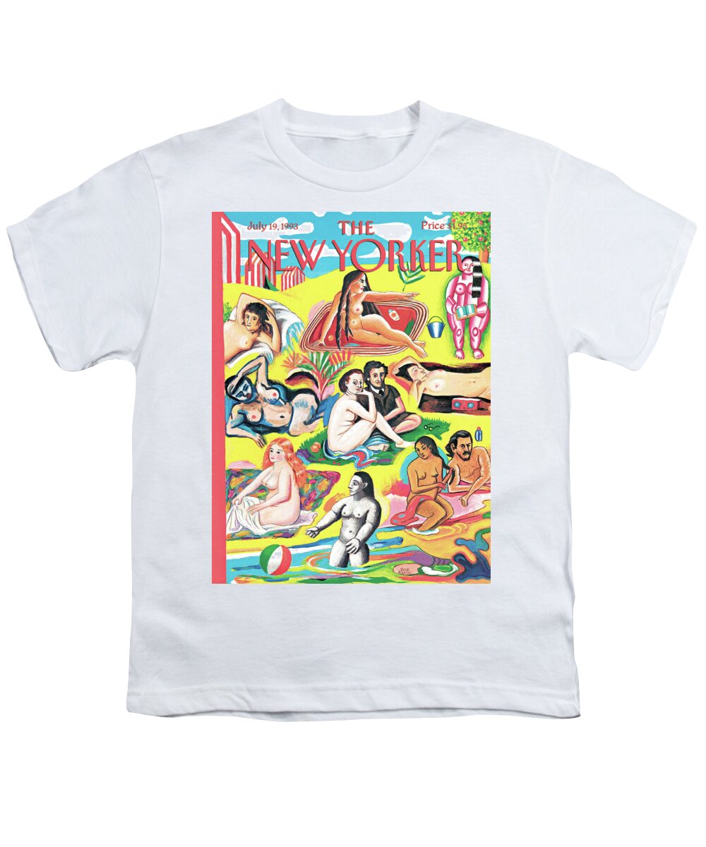 Sur La Plage Youth T-Shirt featuring the painting New Yorker July 19th, 1993 by Bob Knox