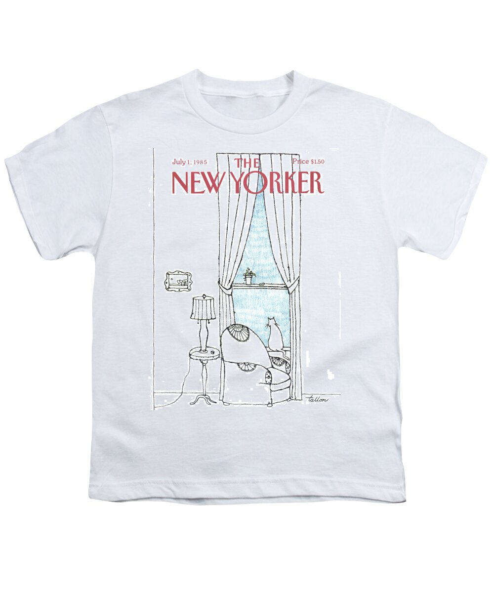 Cats Youth T-Shirt featuring the painting New Yorker July 1st, 1985 by Robert Tallon