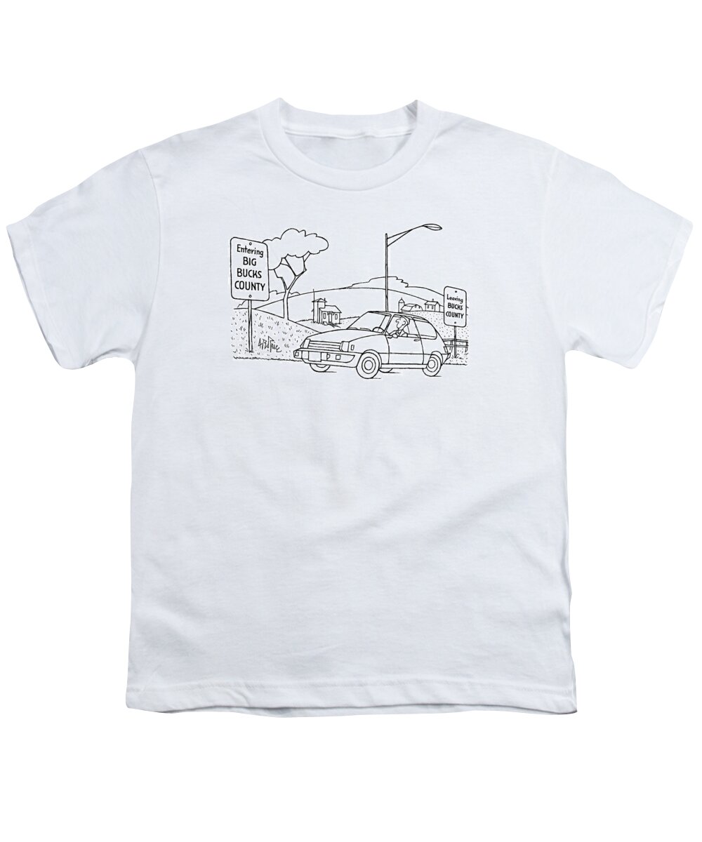 No Caption
Man Drives Past Sign Reading And Sees Another One Reading 
No Caption
Man Drives Past Sign Reading And Sees Another One Reading 
Money Youth T-Shirt featuring the drawing New Yorker July 20th, 1987 by George Price