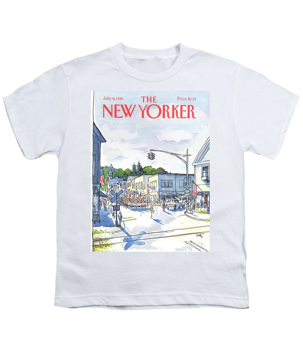Entertainment Youth T-Shirt featuring the painting New Yorker July 6th, 1981 by Arthur Getz