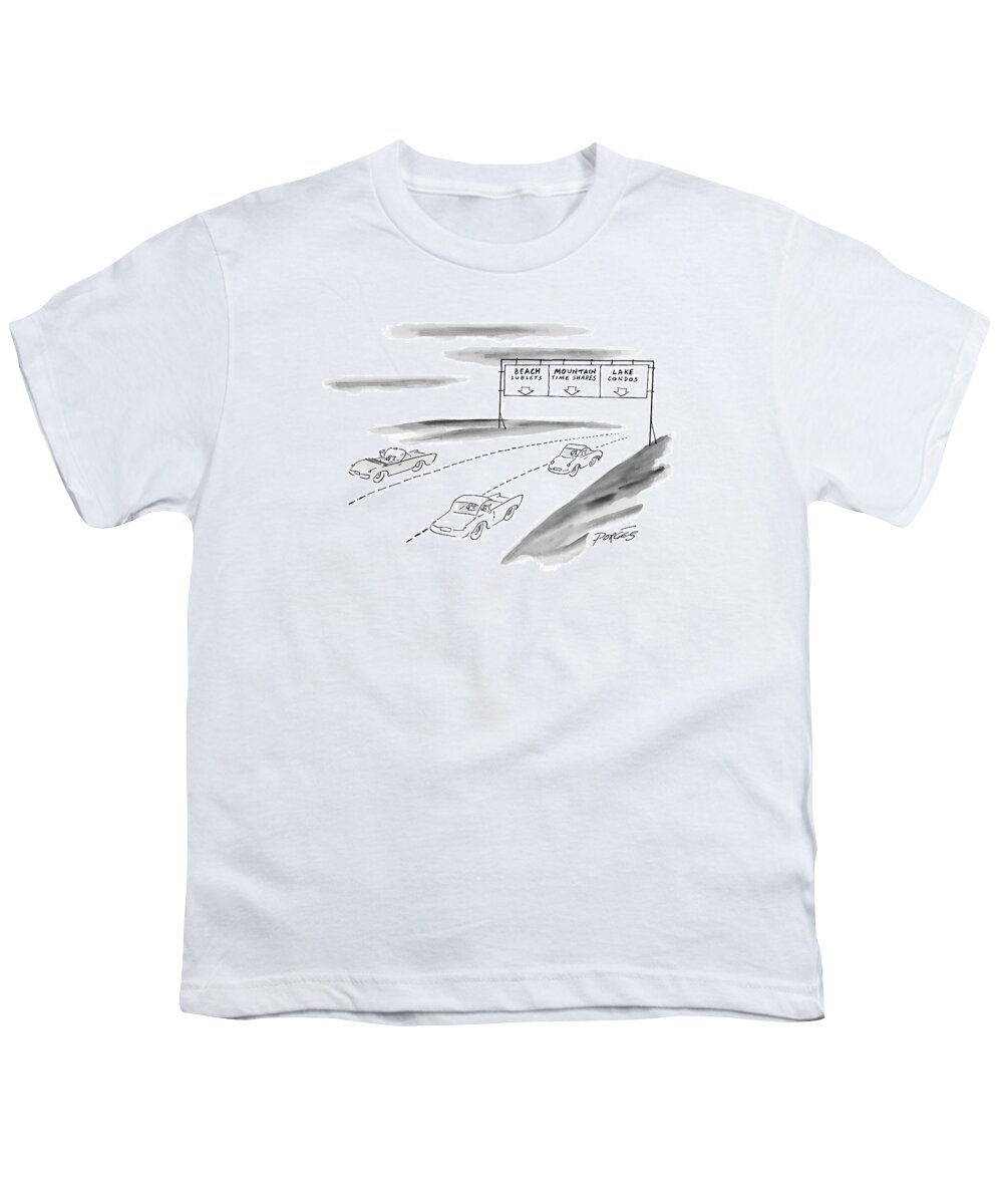 Swimming Youth T-Shirt featuring the drawing New Yorker June 7th, 1999 by Peter Porges