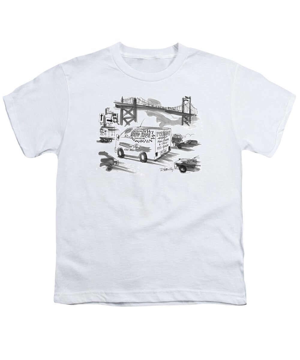 Road Rage Youth T-Shirt featuring the drawing New Yorker September 27th, 1999 by Donald Reilly