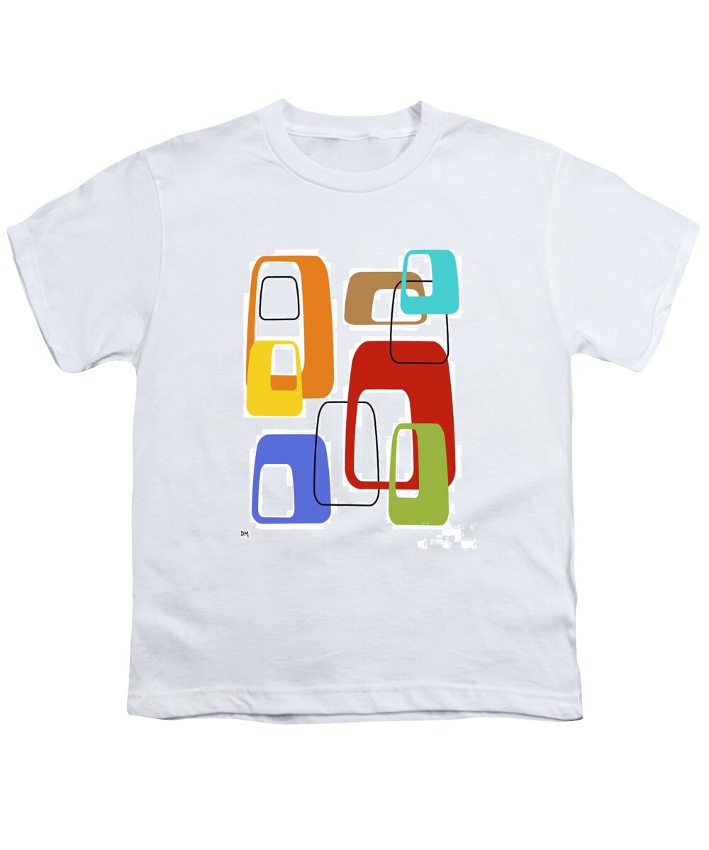 Abstract Youth T-Shirt featuring the digital art Oblongs on White 4 by Donna Mibus