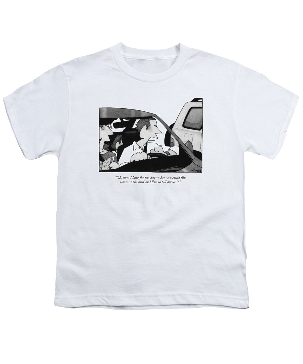 Automobiles - General Youth T-Shirt featuring the drawing Oh, How I Long For The Days When You Could Flip by William Haefeli