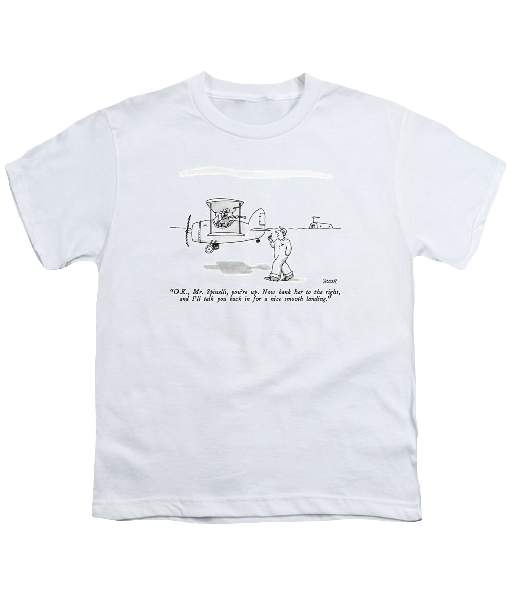 Entertainment Youth T-Shirt featuring the drawing O.k., Mr. Spinelli, You're Up. Now Bank by Jack Ziegler