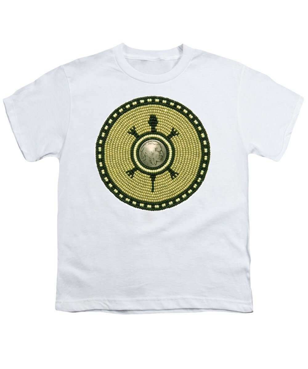 Beadwork Youth T-Shirt featuring the mixed media Olive Turtle 031506 by Douglas Limon