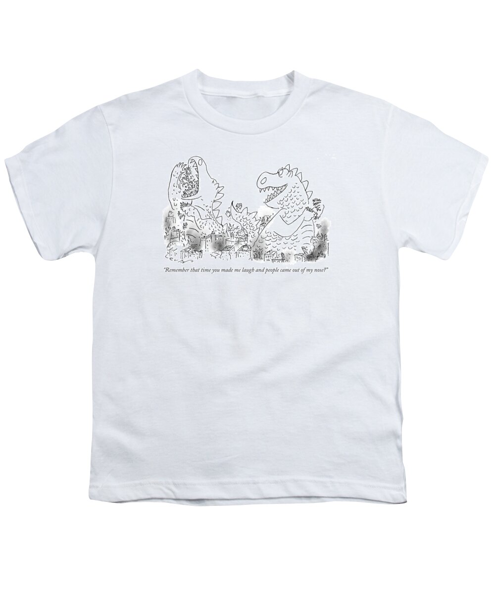 
(one Monster Devouring A City Youth T-Shirt featuring the drawing One Monster Devouring A City by Arnie Levin