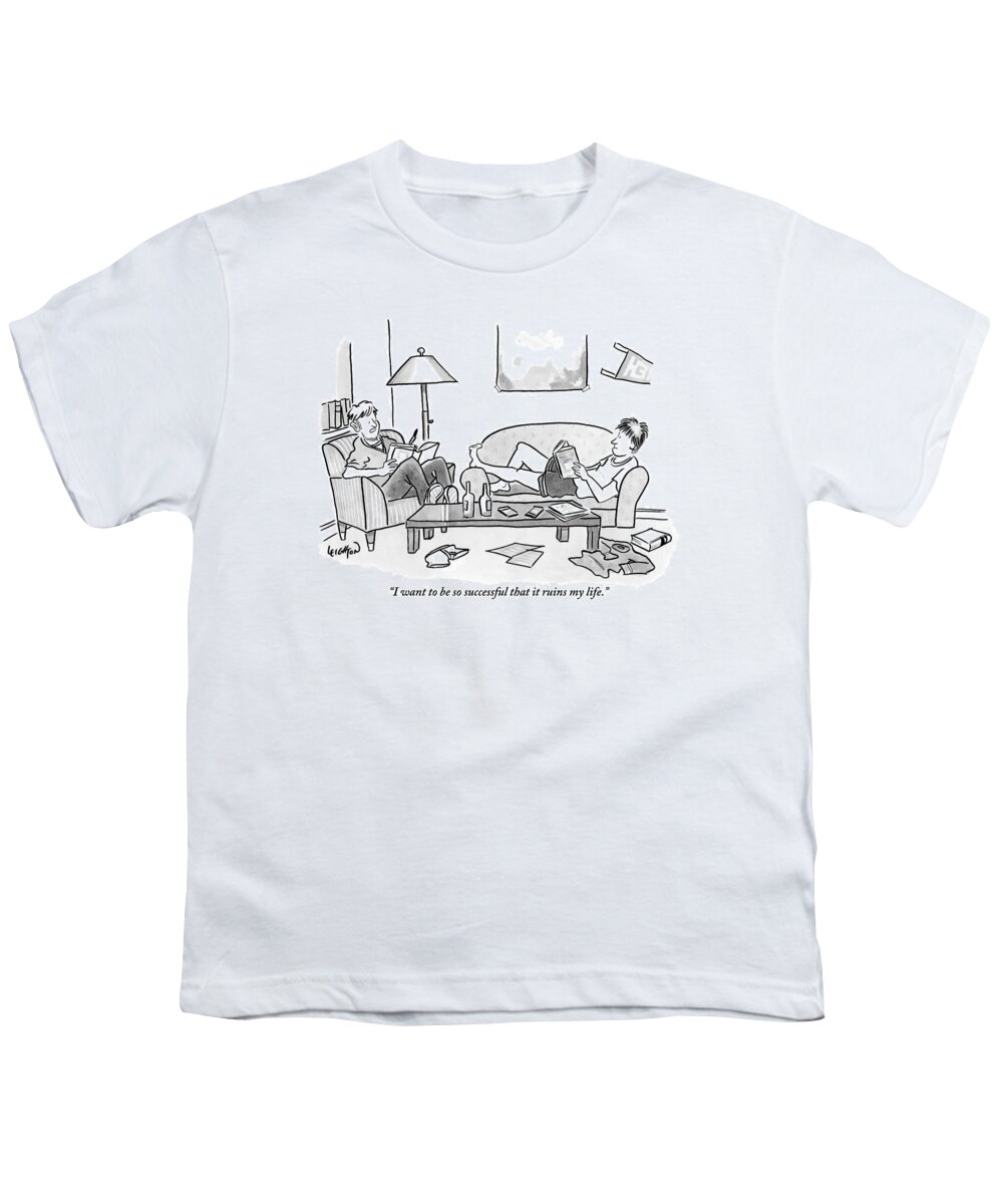 Teen-agers Youth T-Shirt featuring the drawing One Teenaged Or College-aged Boy Speaks by Robert Leighton
