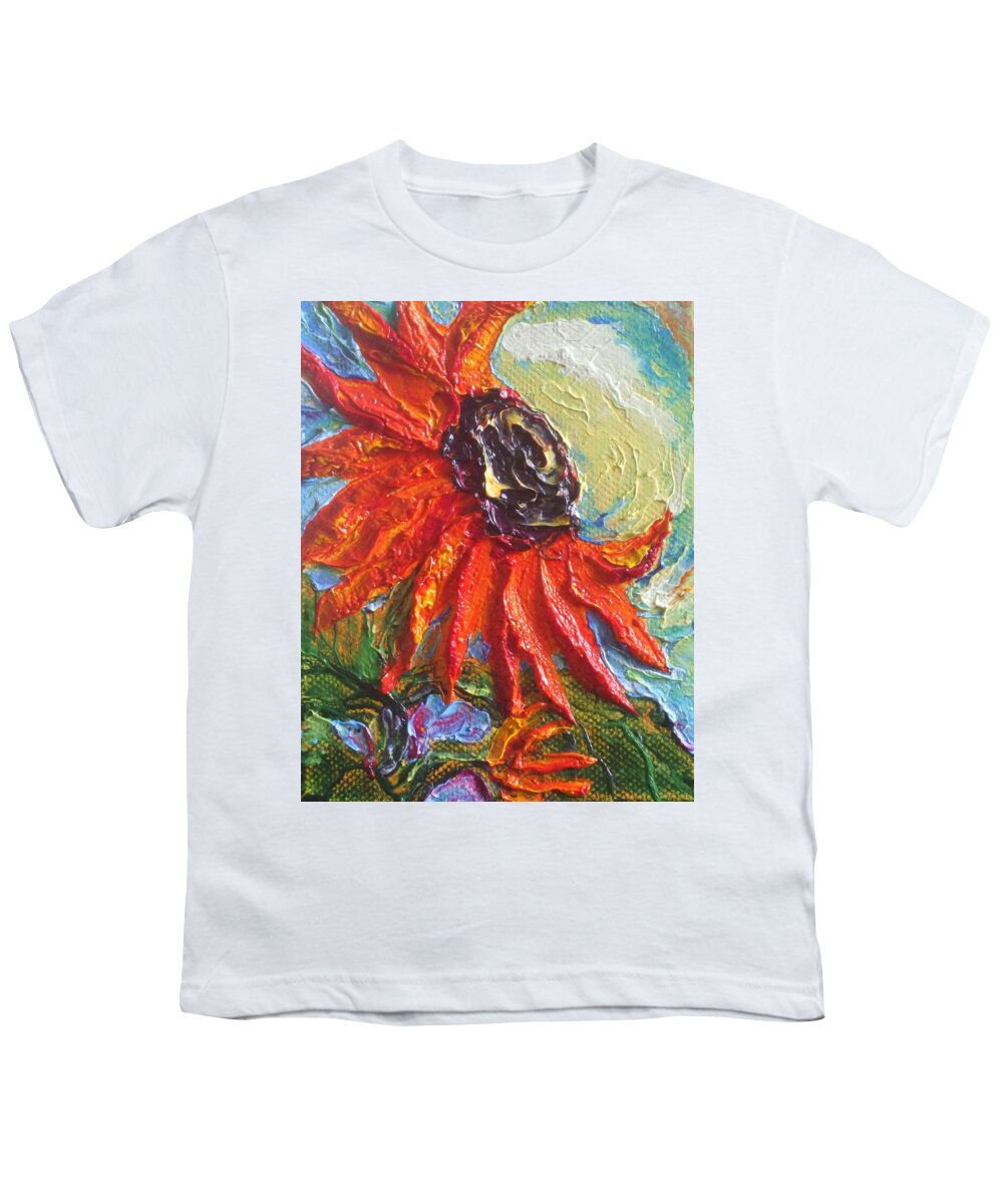 Orange Youth T-Shirt featuring the painting Orange Sunflower by Paris Wyatt Llanso
