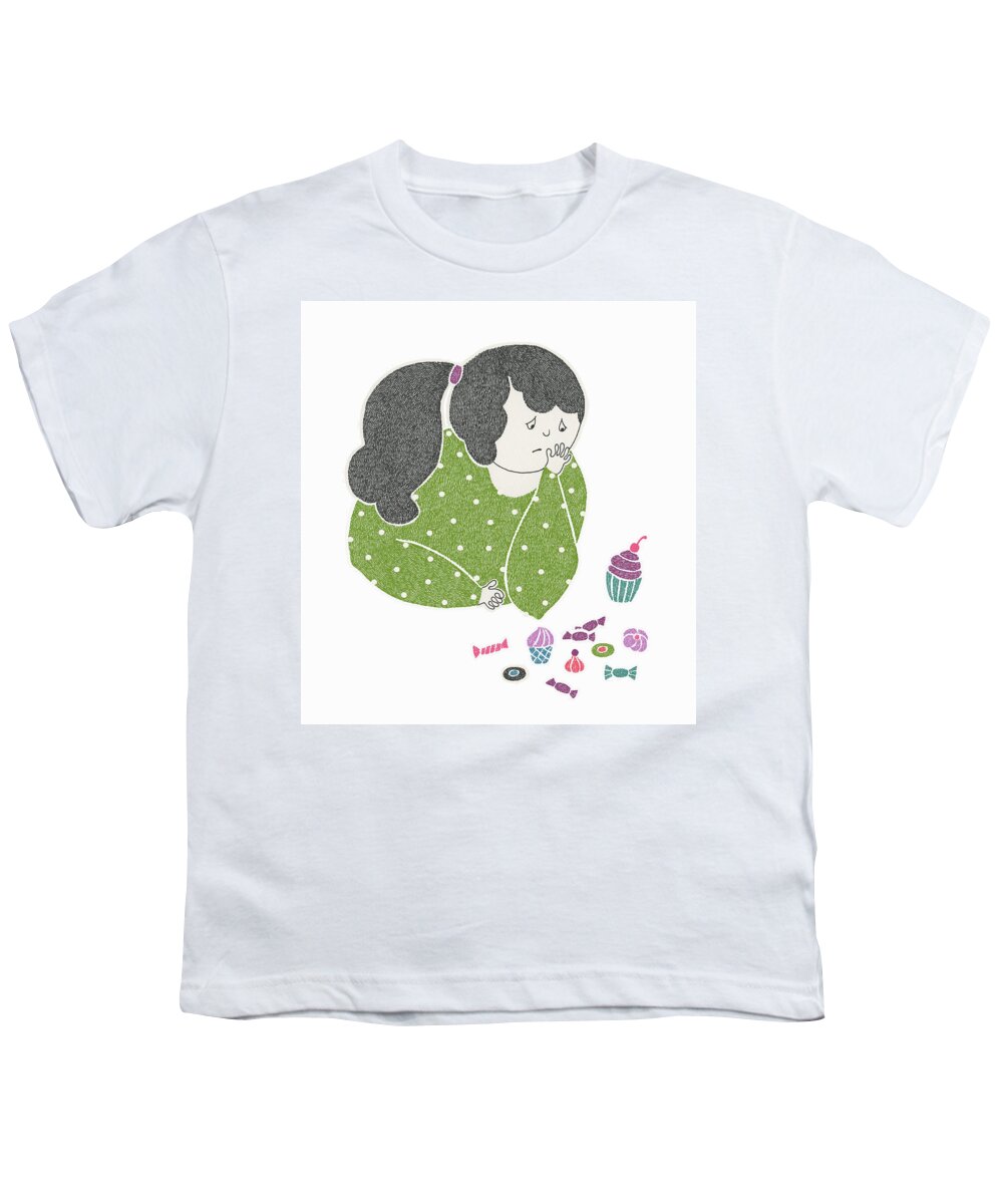 Addict Youth T-Shirt featuring the photograph Overweight Woman Struggling To Resist by Ikon Images