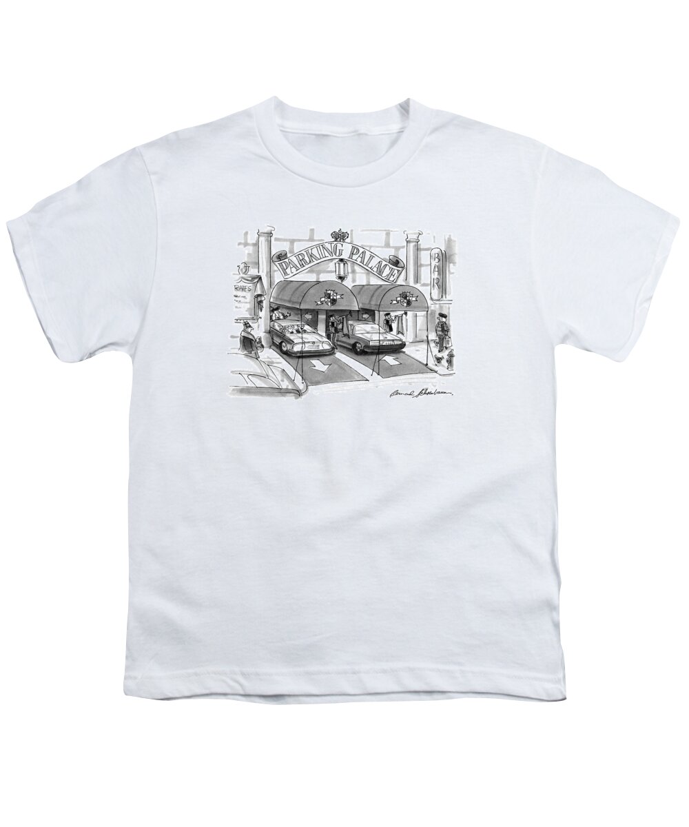 Parking Youth T-Shirt featuring the drawing 'parking Palace' by Bernard Schoenbaum