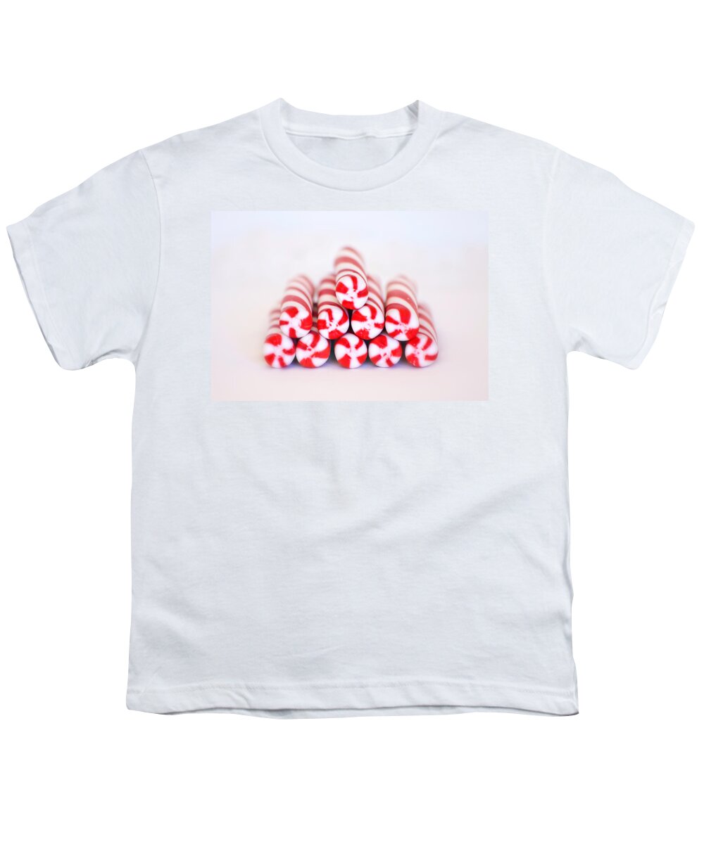 Christmas Card Art Youth T-Shirt featuring the photograph Peppermint Twist - Candy Canes by Kim Hojnacki