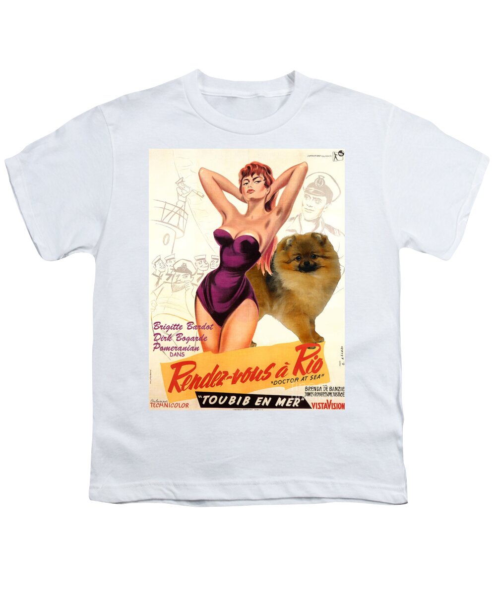 Pomeranian Youth T-Shirt featuring the painting Pomeranian Art Canvas Print - Doctor at Sea Movie Poster by Sandra Sij