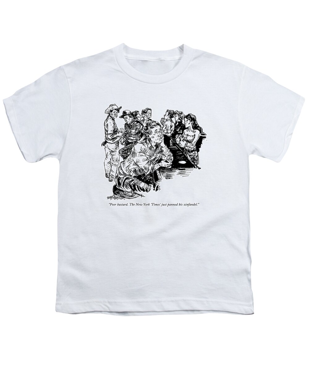 Writers Youth T-Shirt featuring the drawing Poor Bastard. The New York 'times' Just Panned by William Hamilton