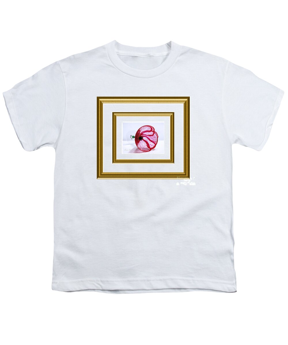 Poppy In White And Gold Frame Youth T-Shirt featuring the painting Poppy in white and gold frame by Oksana Semenchenko