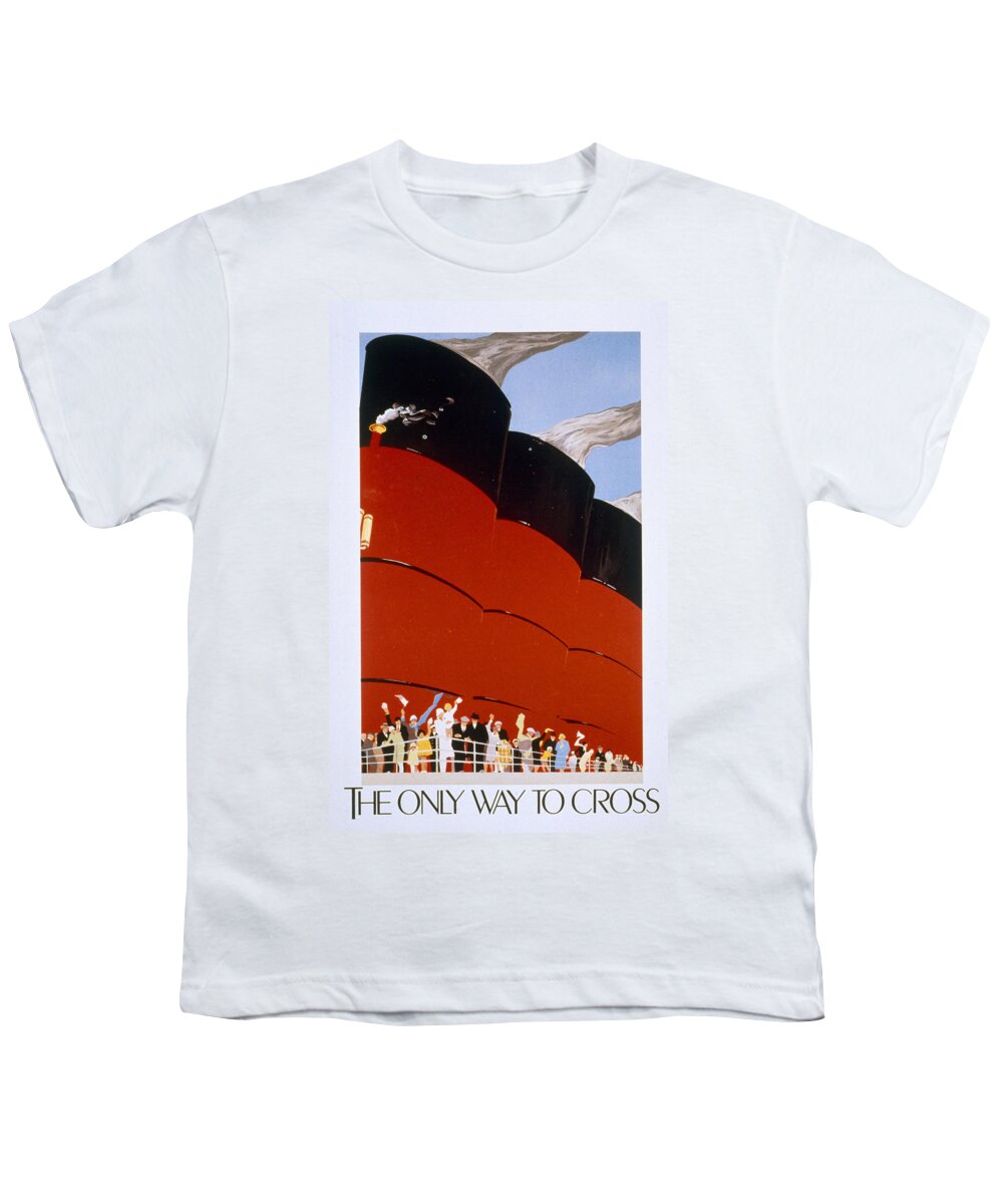 Ocean Liner Youth T-Shirt featuring the painting Poster Advertising The Rms Queen Mary by English School