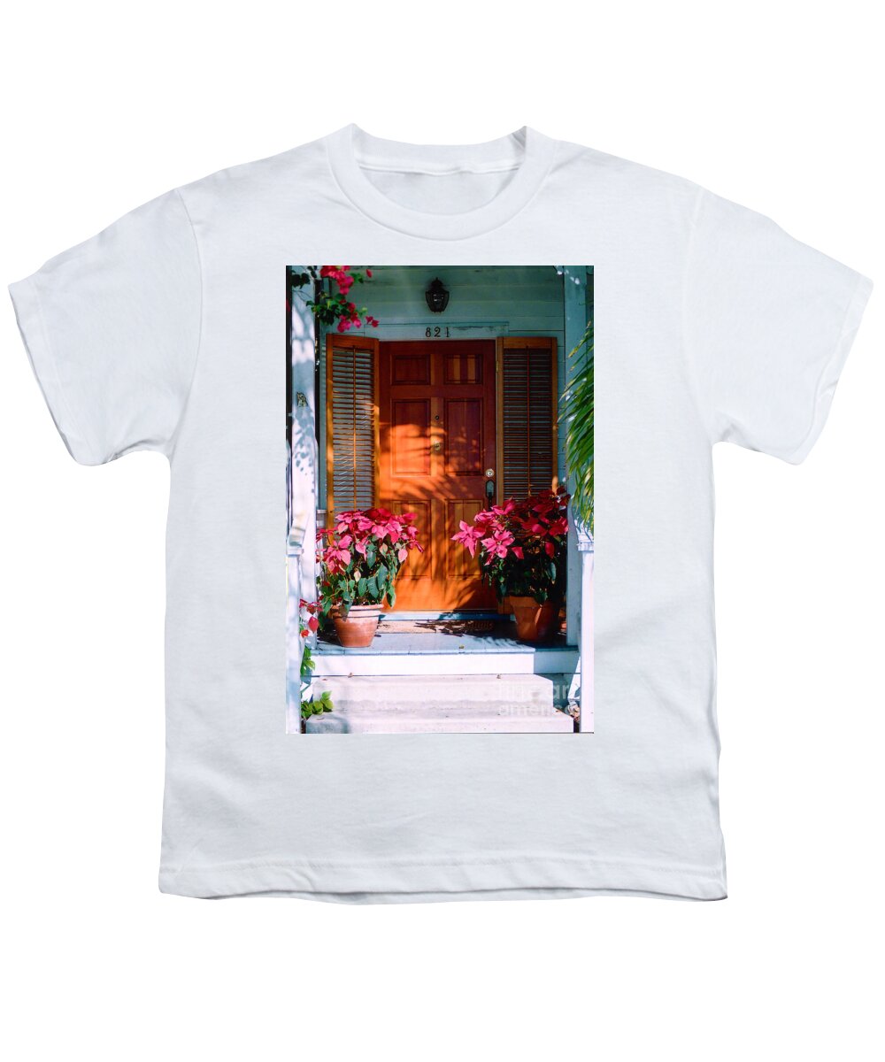 House Youth T-Shirt featuring the photograph Pretty House Door in Key West by Susanne Van Hulst