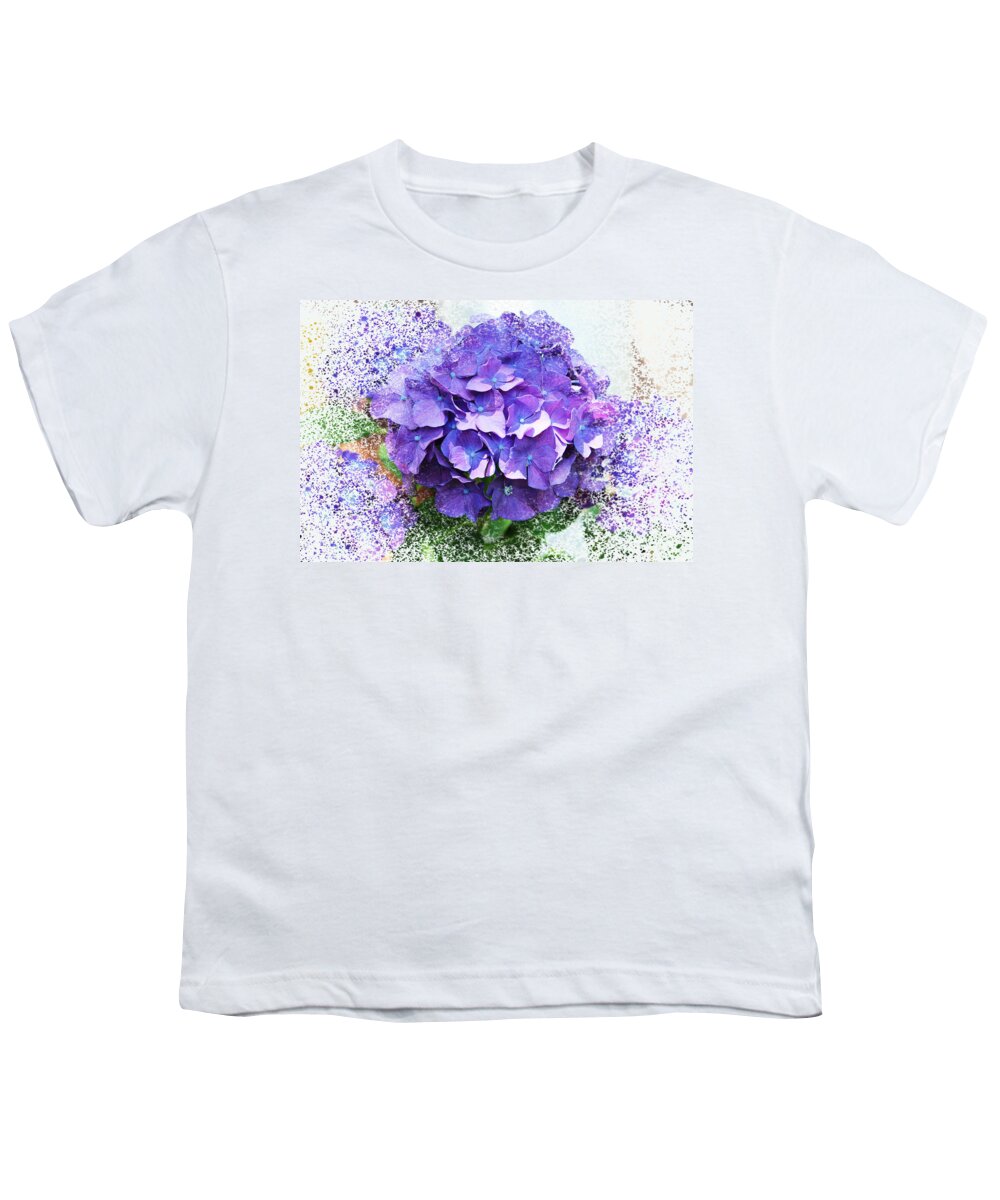 Hydrangea Youth T-Shirt featuring the photograph Purple Hydrangea Abstract by Judy Palkimas