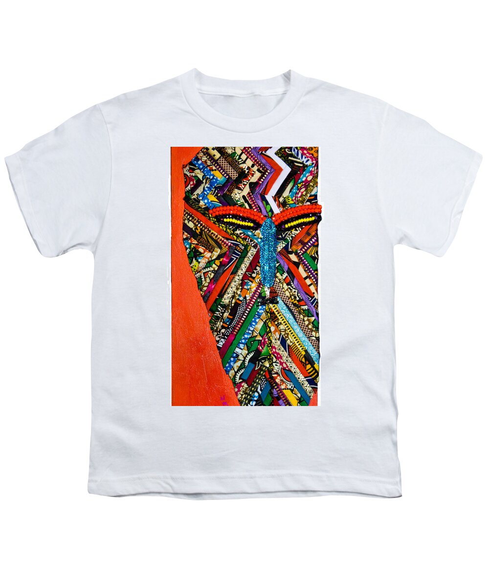 Tribal Youth T-Shirt featuring the tapestry - textile Quilted Warrior by Apanaki Temitayo M
