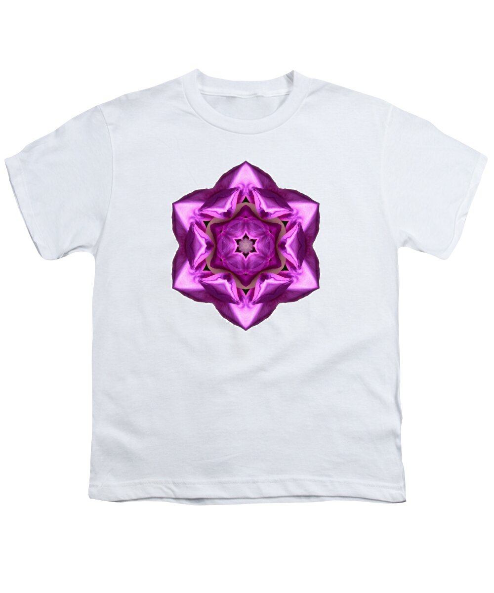 Flower Youth T-Shirt featuring the photograph Rhododendron Ponticum Roseum I Flower Mandala White by David J Bookbinder