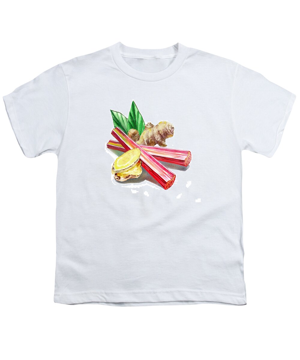 Rhubarb Youth T-Shirt featuring the painting Rhubarb And Ginger by Irina Sztukowski