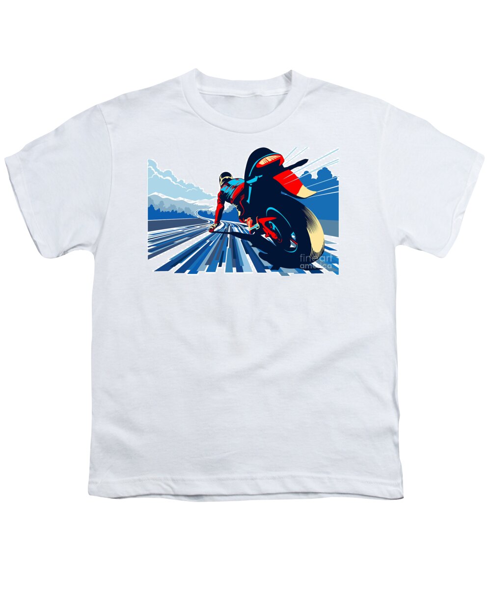 Motor Sports Youth T-Shirt featuring the painting Riding on the edge by Sassan Filsoof
