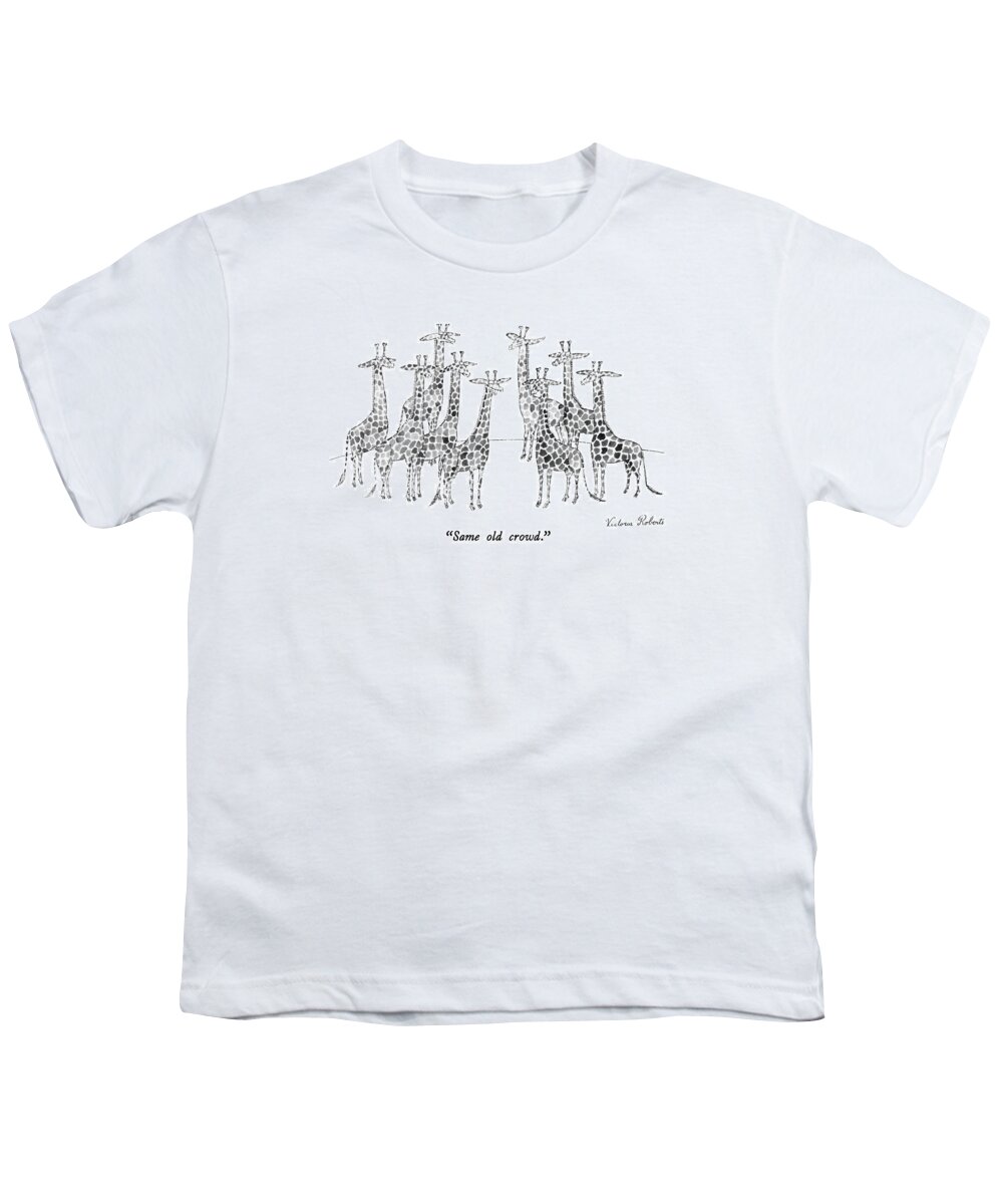 Animals Youth T-Shirt featuring the drawing Same Old Crowd by Victoria Roberts