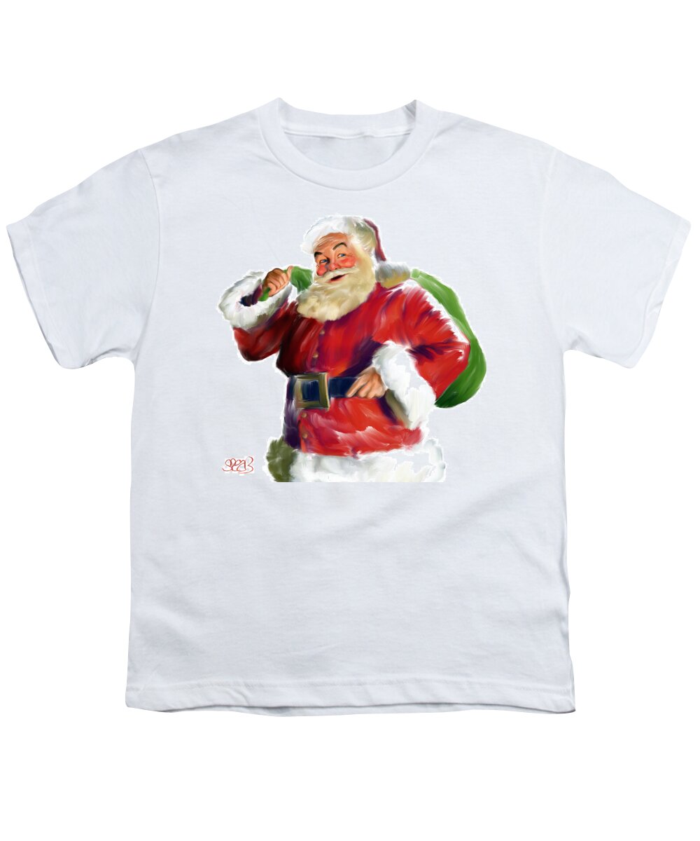 Christmas Youth T-Shirt featuring the painting Santa Claus by Mark Spears