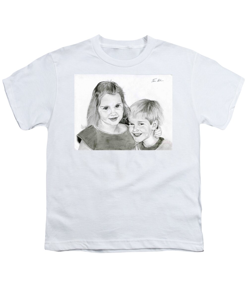 Brother Youth T-Shirt featuring the drawing Sarah and Matt by Tamir Barkan
