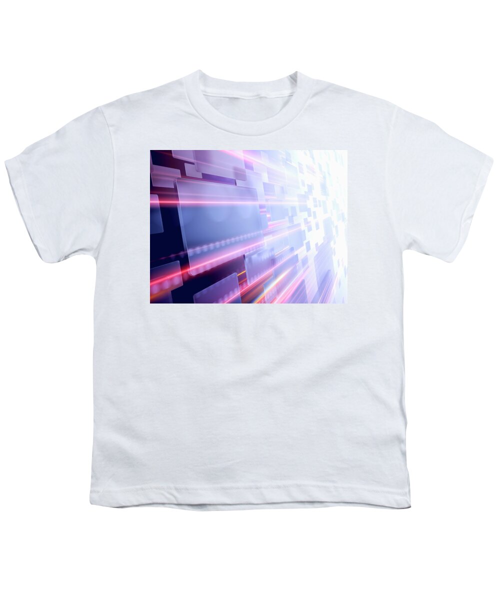 Abundance Youth T-Shirt featuring the photograph Screens With Light Trails by Ikon Ikon Images