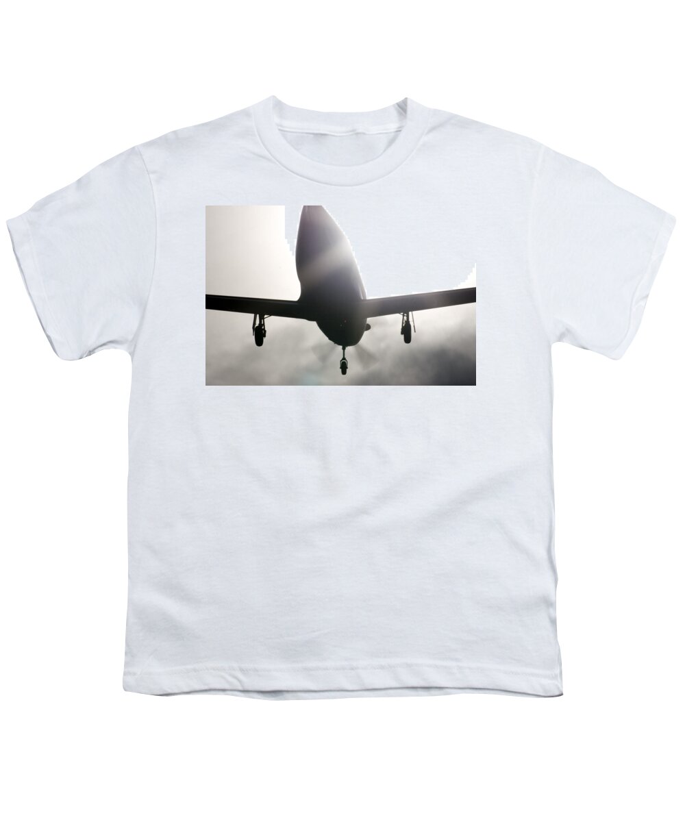 Pilatus Pc 12 Golden Eagle Youth T-Shirt featuring the photograph Shadow 12 by Paul Job