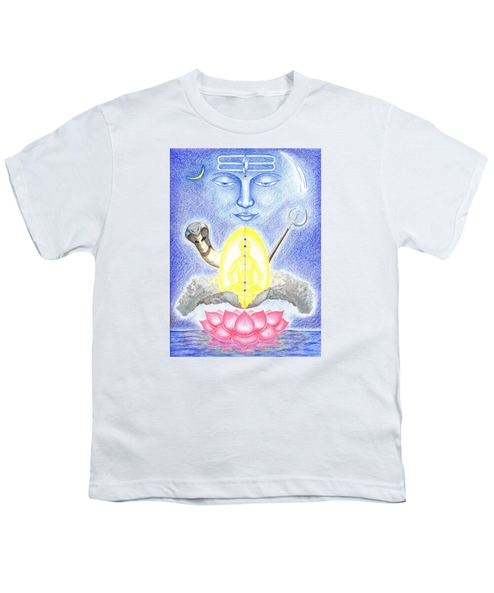 Lord Shiva Youth T-Shirt featuring the drawing Shiva by Keiko Katsuta