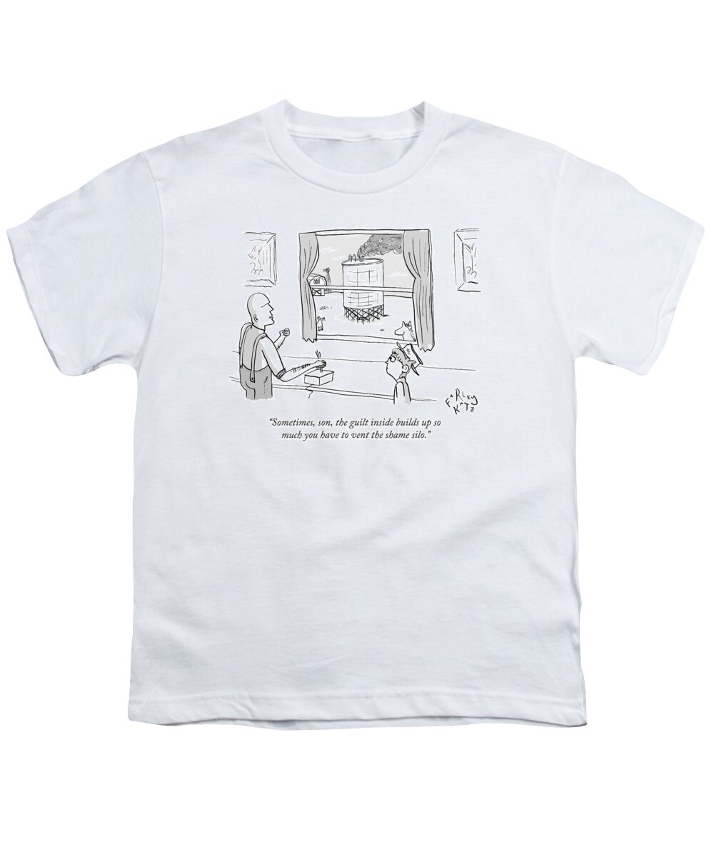 Silo Youth T-Shirt featuring the drawing Sometimes, Son, The Guilt Inside Builds by Farley Katz
