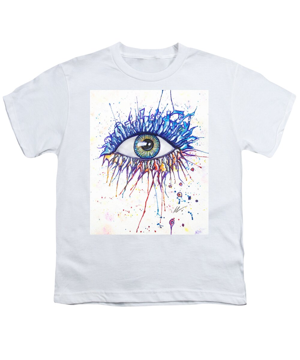 Painting Youth T-Shirt featuring the painting Splash Eye 1 by Kiki Art