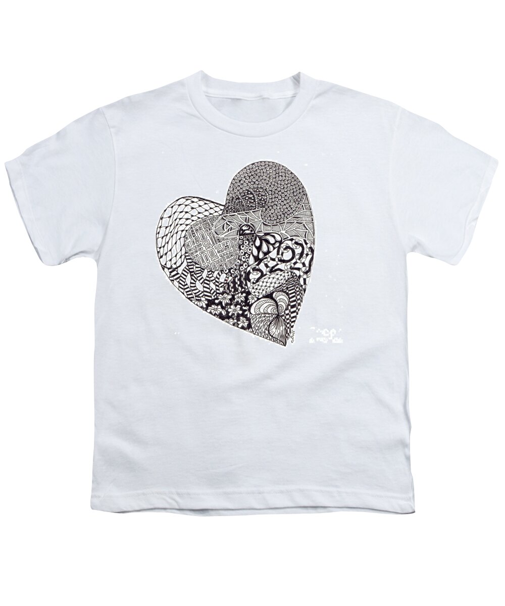 Heart Youth T-Shirt featuring the drawing Tangled Heart by Claire Bull