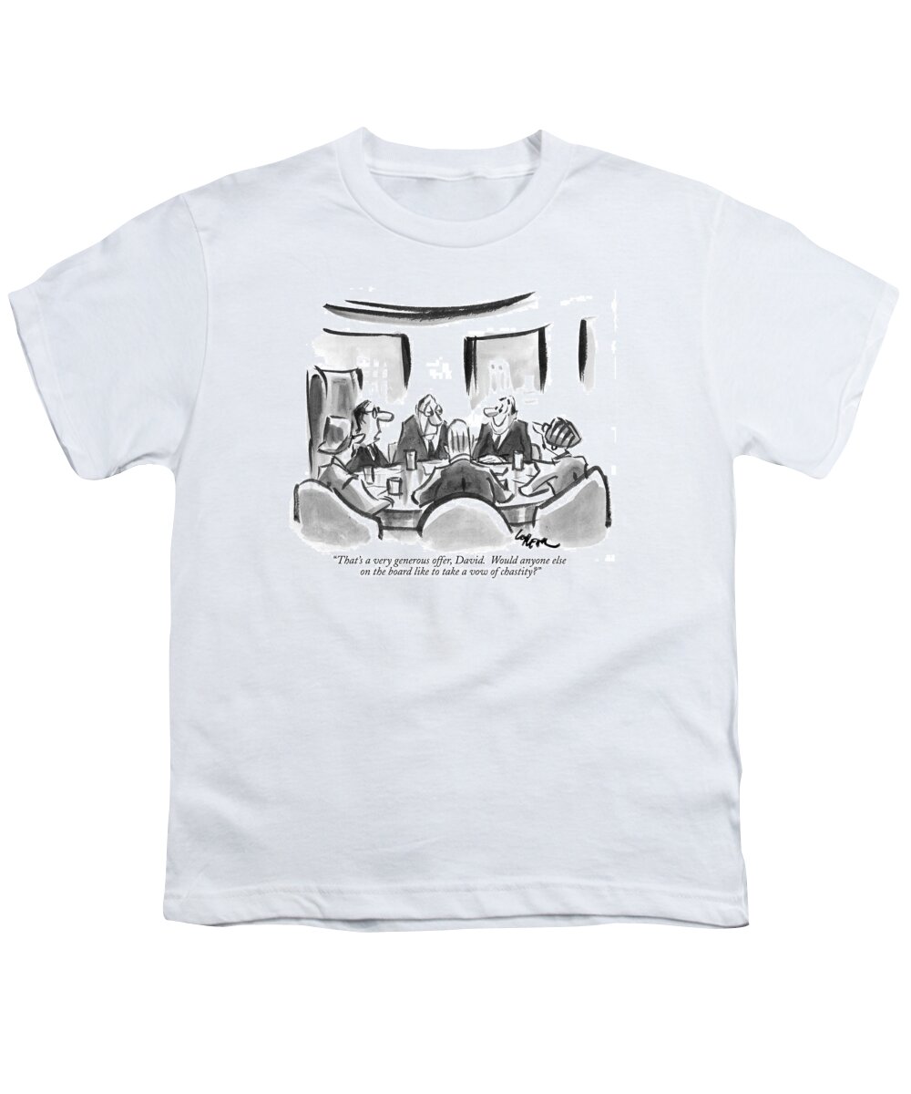 Chastity Youth T-Shirt featuring the drawing That's A Very Generous Offer by Lee Lorenz