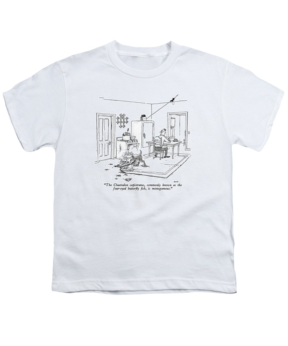 Language Youth T-Shirt featuring the drawing The Chaetodon Capistratus by George Booth
