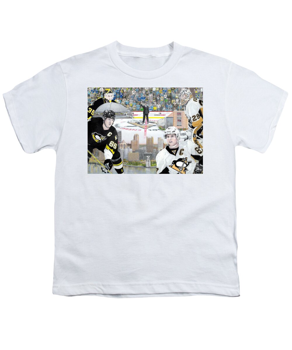 Pittsburgh Penguins Youth T-Shirt featuring the painting The Changing of the Guard by Albert Puskaric