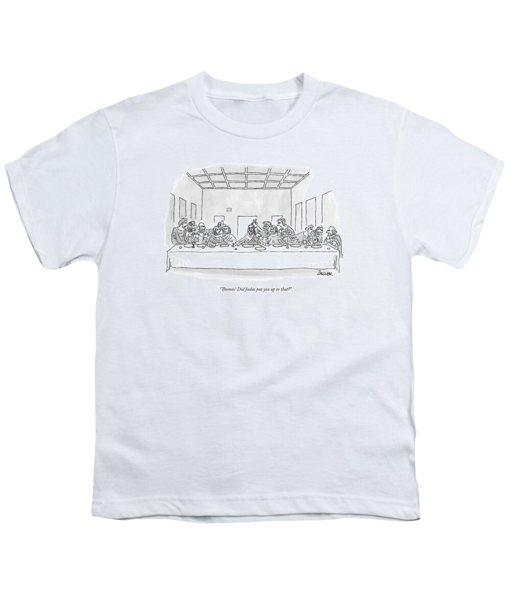Last Supper Youth T-Shirt featuring the drawing The Last Supper by Jack Ziegler