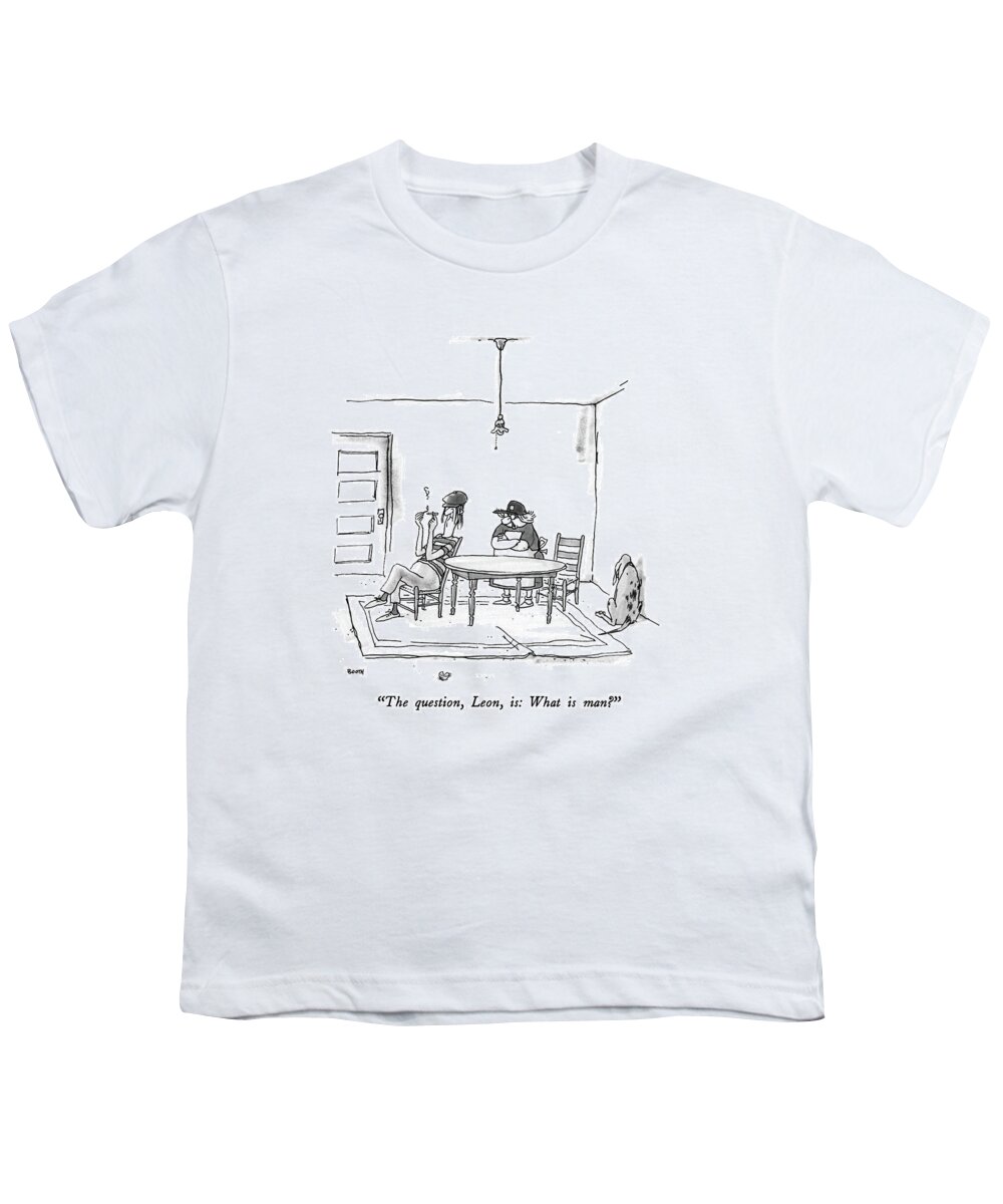 

 Woman To Man In Dingy Apartment. Philosophy Youth T-Shirt featuring the drawing The Question by George Booth