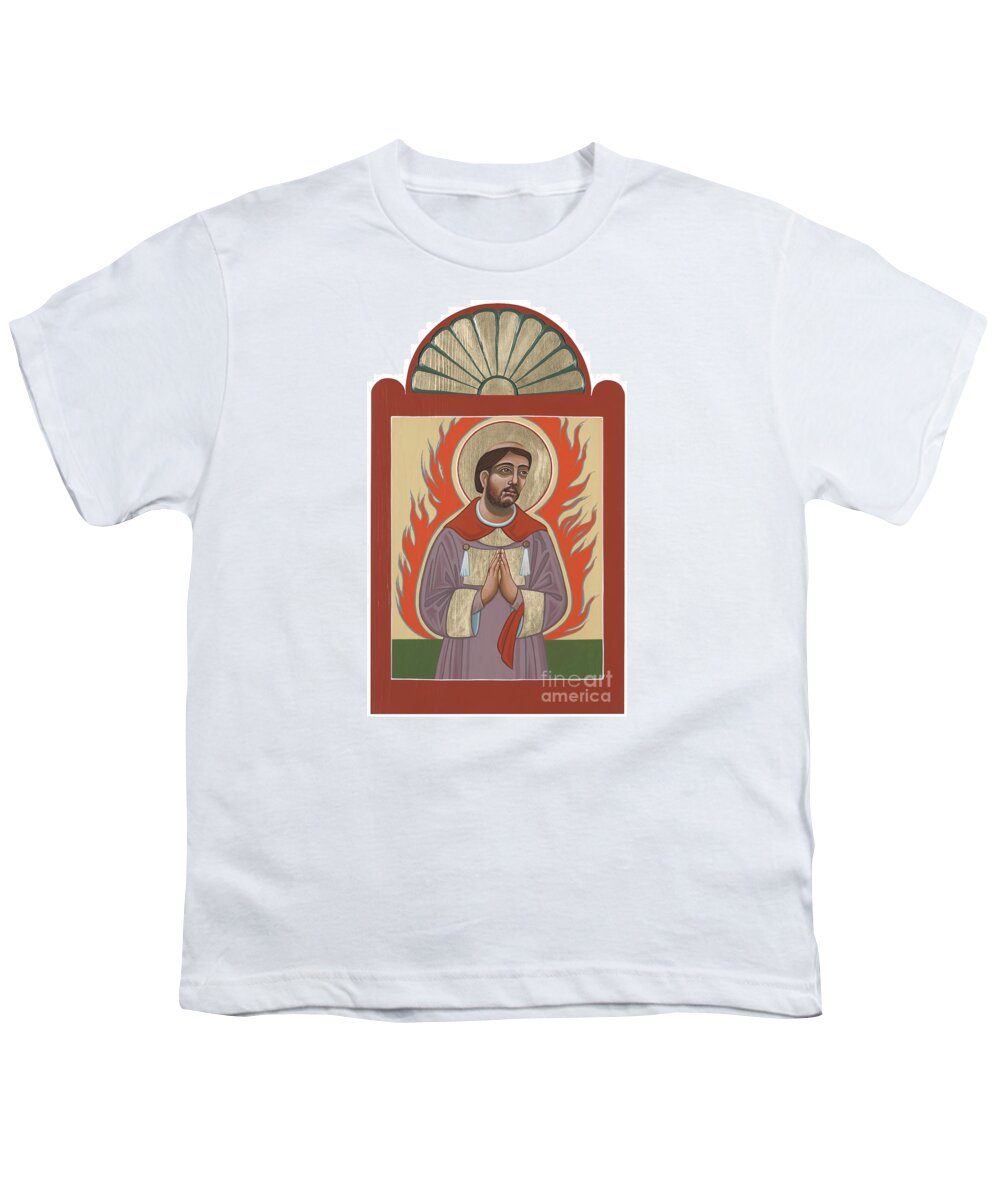 Look Closely At This Image Of San Lorenzo To See The Rough And Carved Wood Of This Retablo. Youth T-Shirt featuring the painting The Retablo of San Lorenzo del Fuego 253 by William Hart McNichols