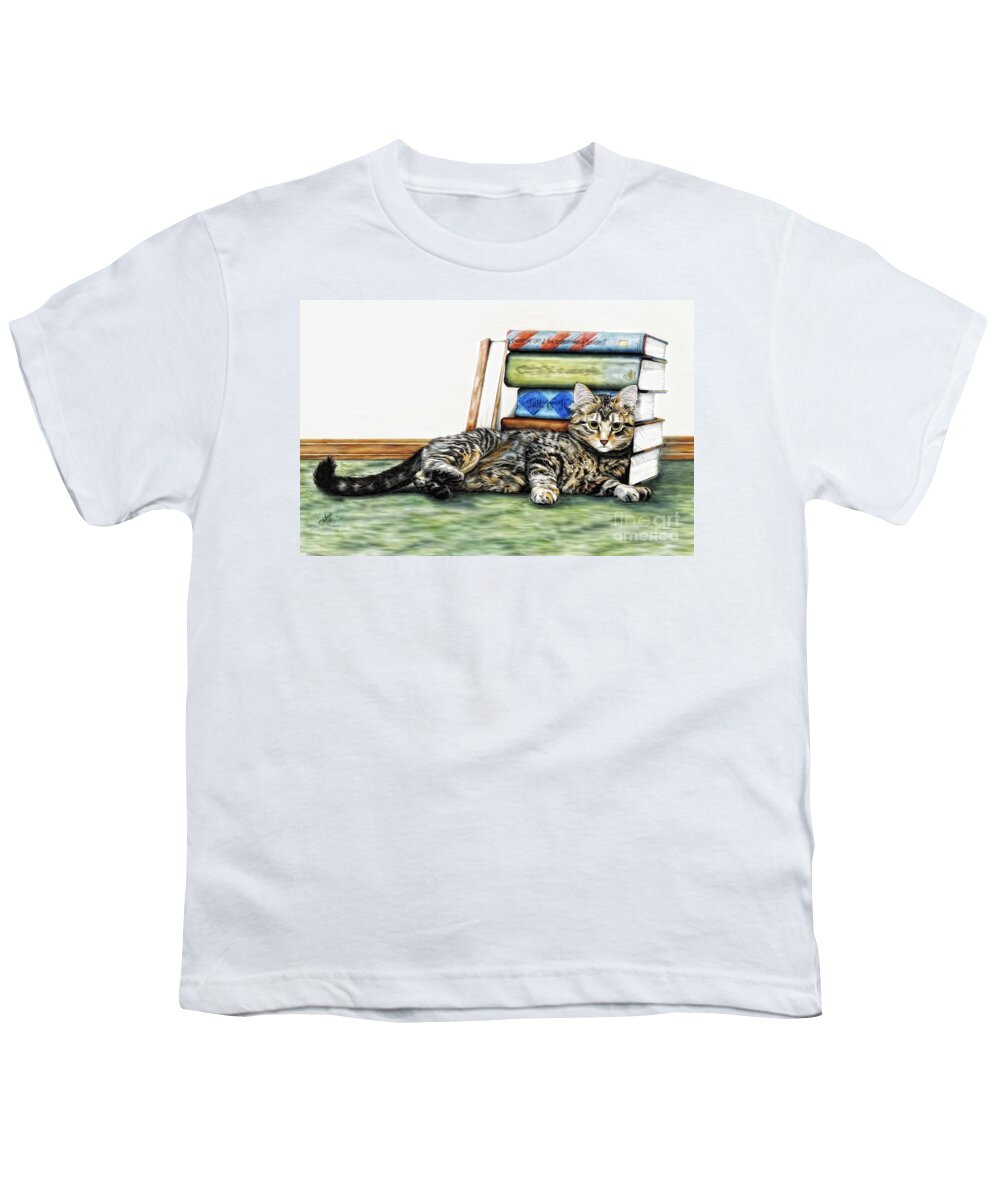 Cat Youth T-Shirt featuring the painting The Scholar Main Coon Kitten by Shari Nees