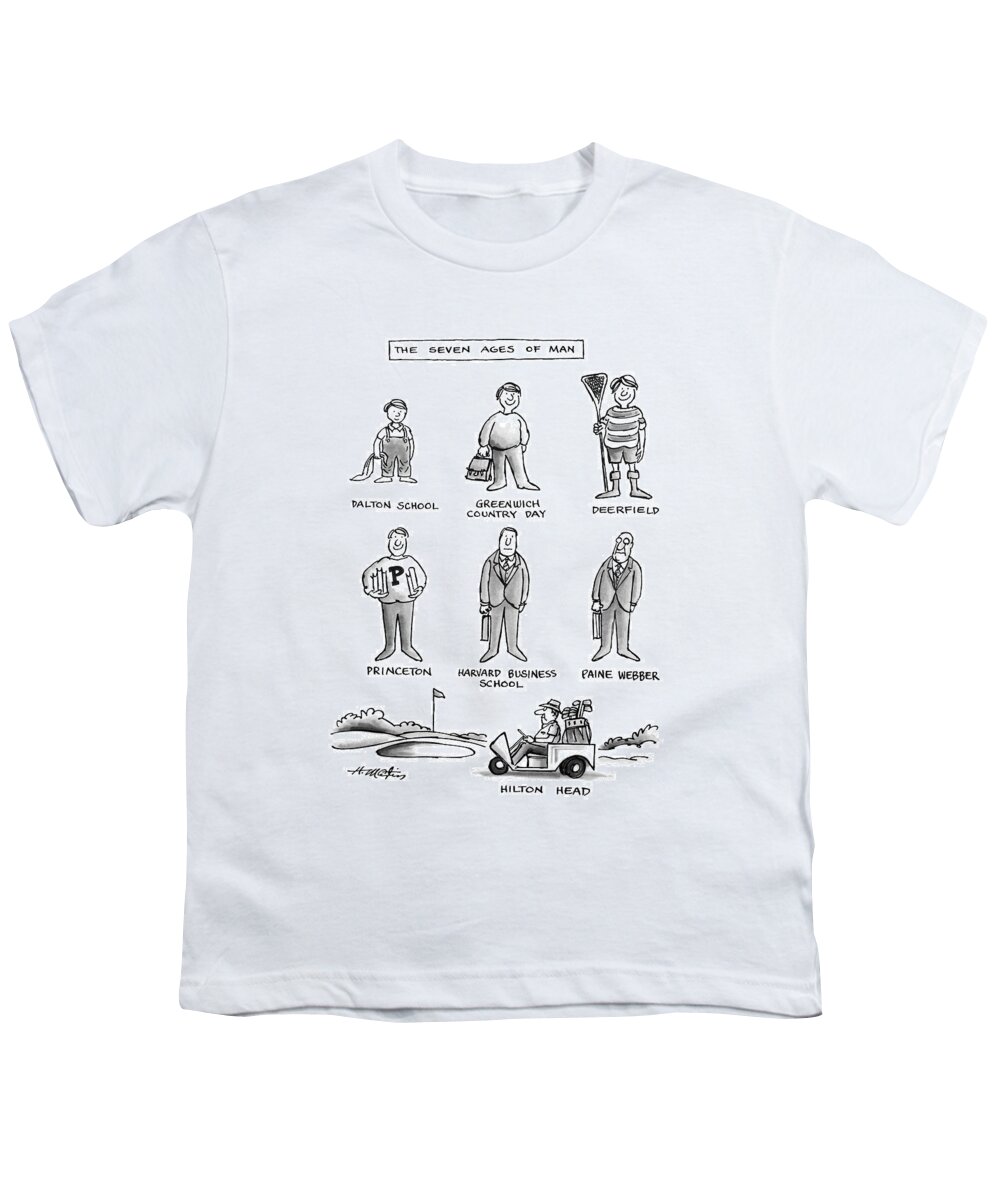 
The Seven Ages Of Man: Full-page Drawing Of A Man's Life: Dalton School Youth T-Shirt featuring the drawing The Seven Ages Of Man by Henry Martin