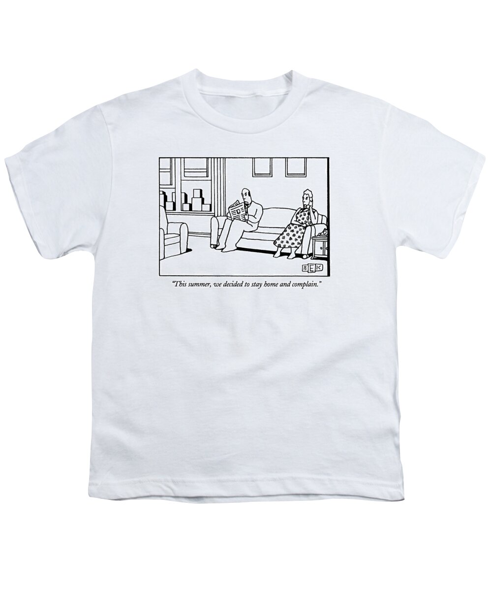 (woman Talking On Phone While Man Sits And Reads On Opposite End Of Couch)
Marriage Youth T-Shirt featuring the drawing This Summer by Bruce Eric Kaplan
